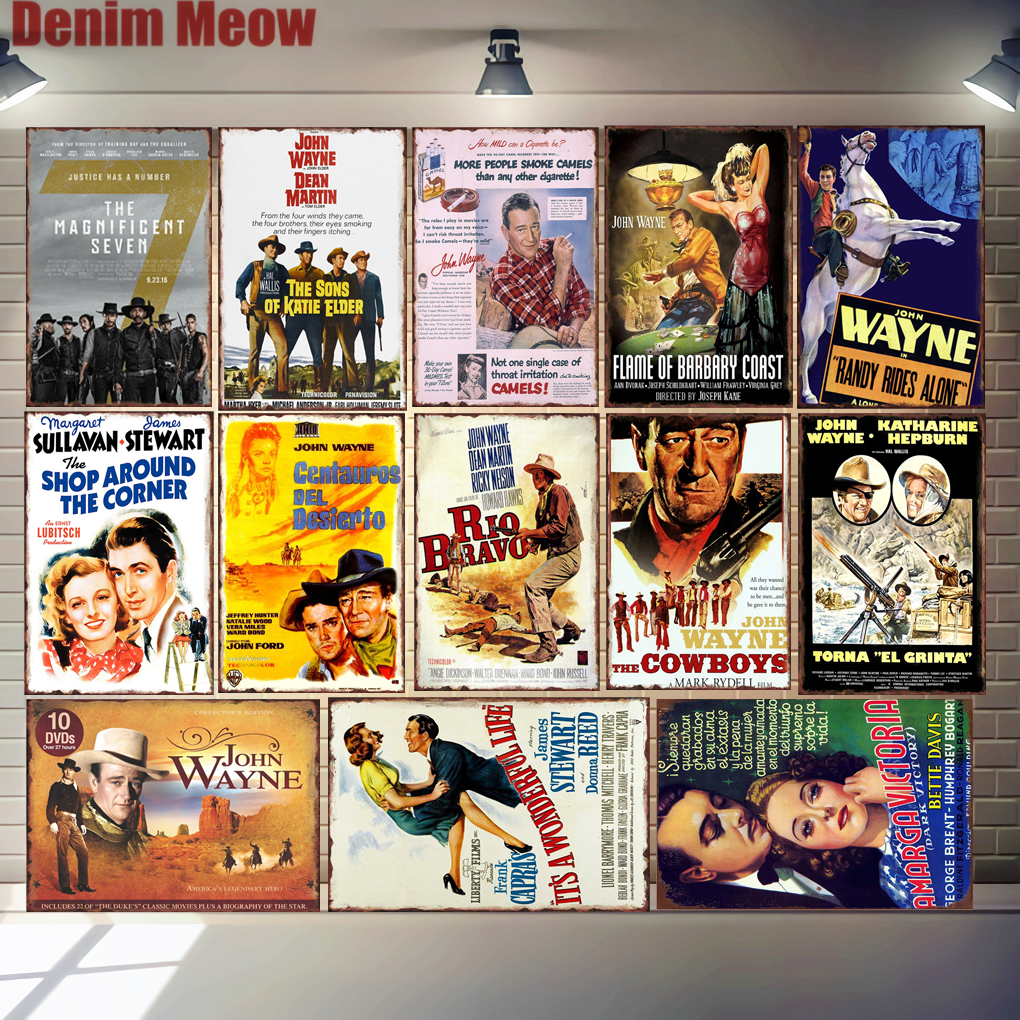 Vintage Home Cinema - John Wayne Retro Metal Tin Signs,