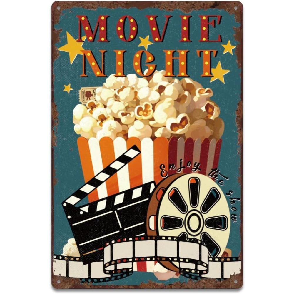 Vintage Home Cinema - Movie Popcorn Tin Signs Retro Metal