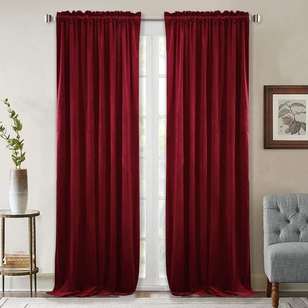 Blackout Curtain Thick - 1pc Red Velvet Curtains Christmas Curtains