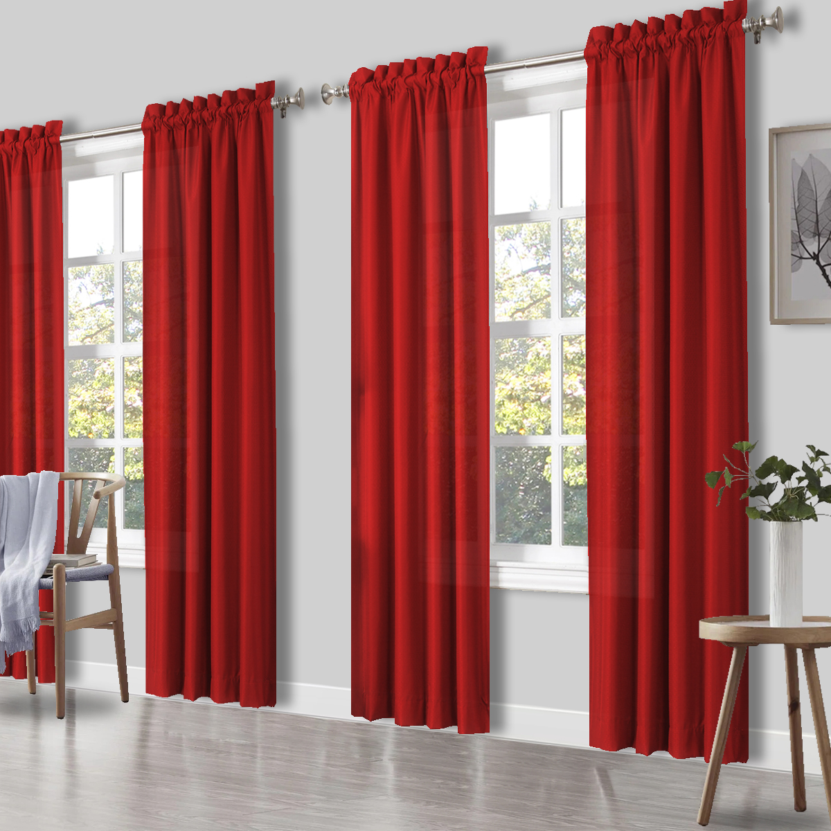 Blackout Curtain Thick - 4 Panels Curtains, Solid Color Simple