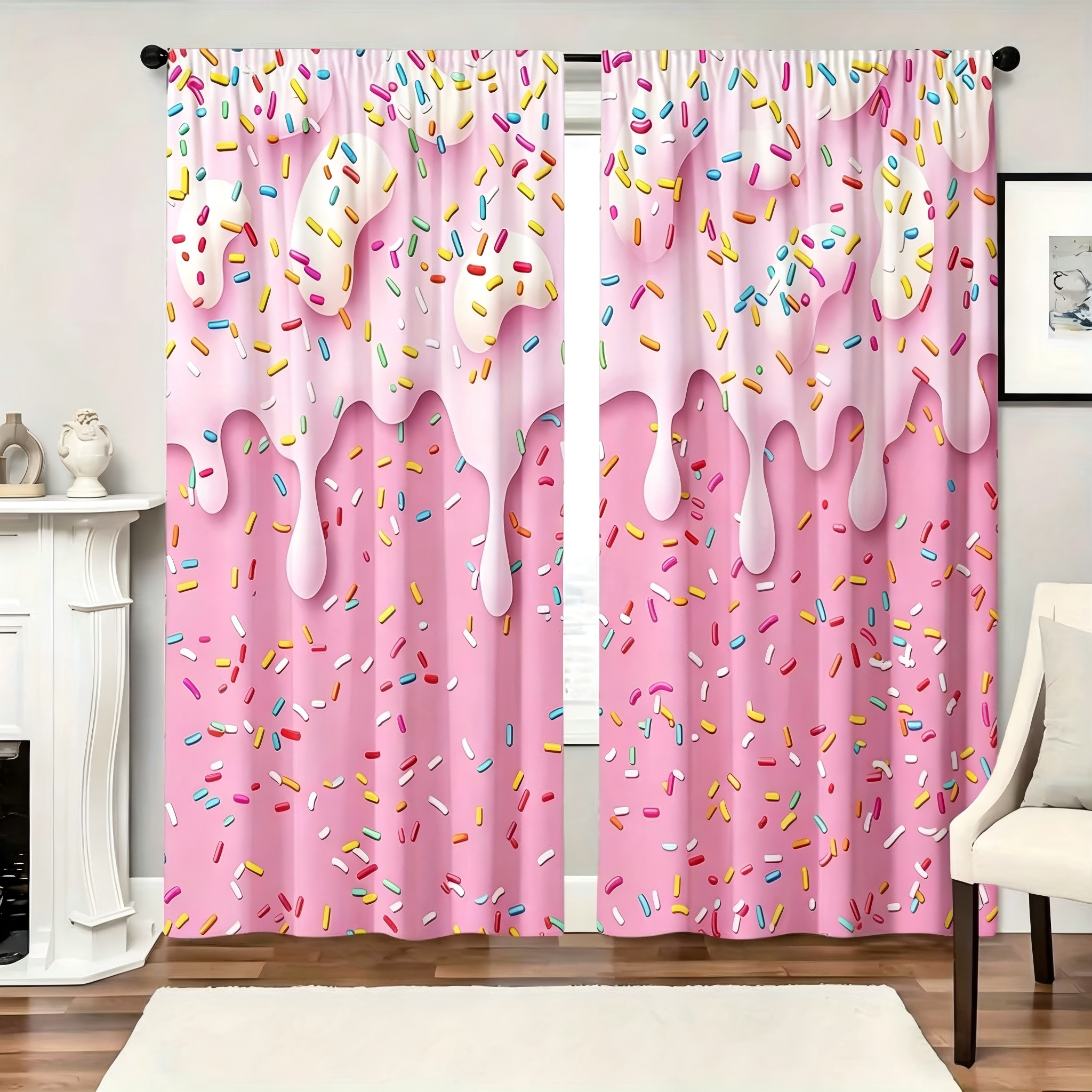 Blackout Curtain Thick - 2 Pieces of Pink Ice Cream