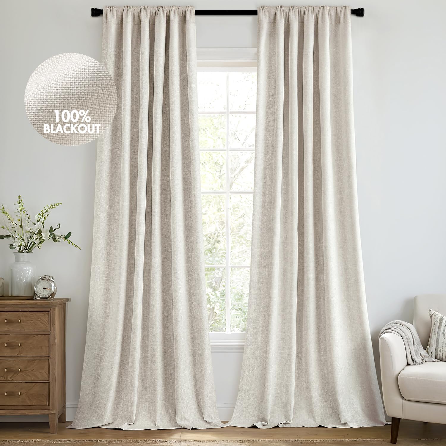 Blackout Curtain Thick - 100% Blackout Curtains 105 Inch Long