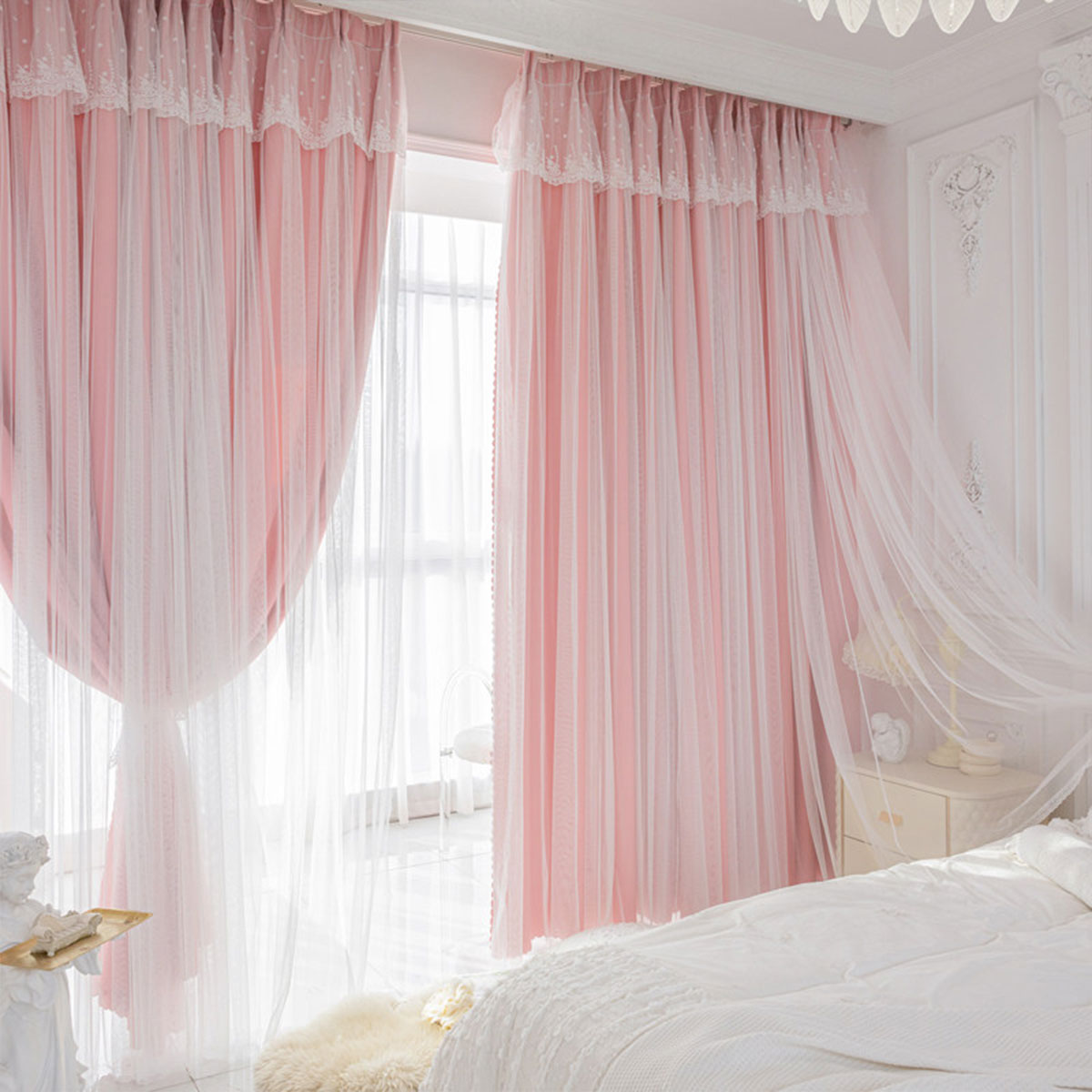 2pcs Lace Hook Style Double La - Blackout Curtain Thick recensie en prijs