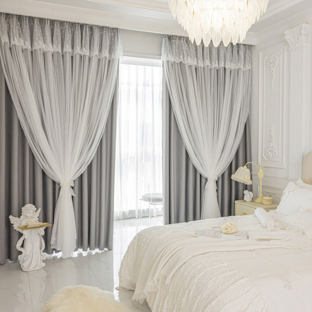 2pcs Lace Hook Style Double La - Blackout Curtain Thick recensie en prijs