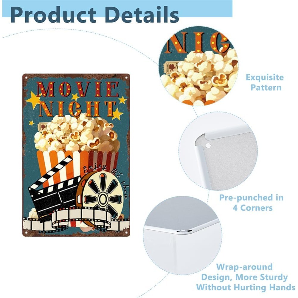Movie Popcorn Tin Signs Retro  - Vintage Home Cinema recensie en prijs