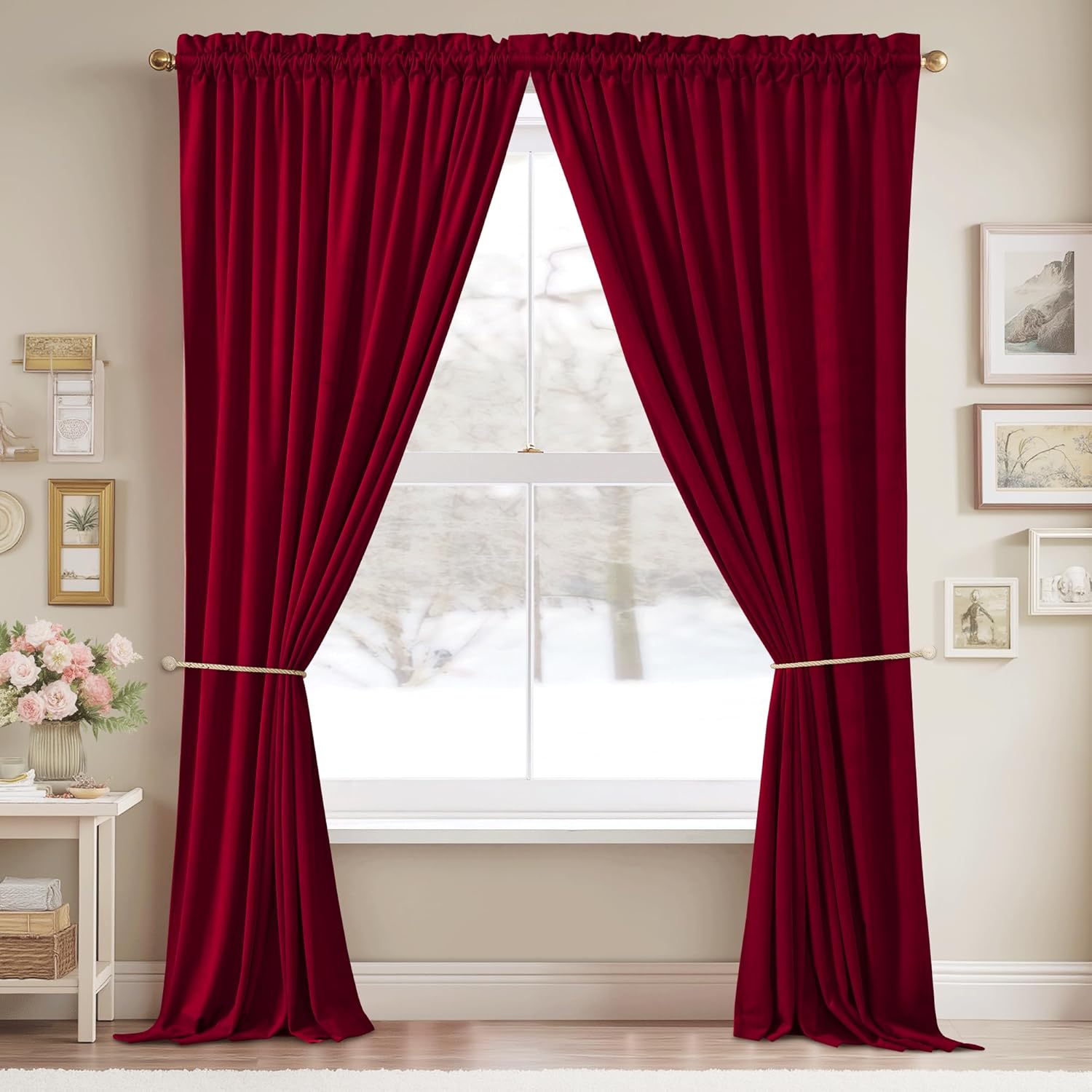 1pc Red Velvet Curtains Christ - Blackout Curtain Thick recensie en prijs