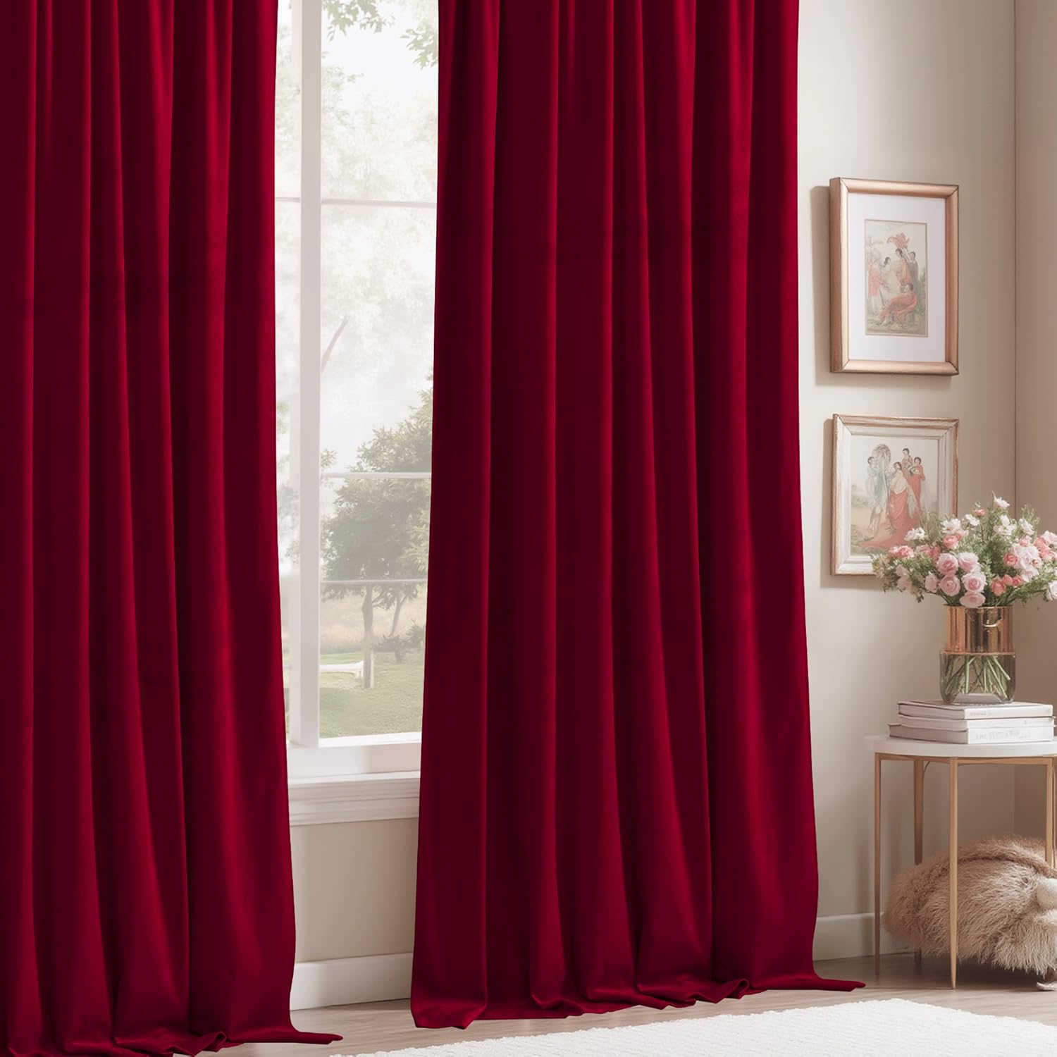 1pc Red Velvet Curtains Christ - Blackout Curtain Thick recensie en prijs