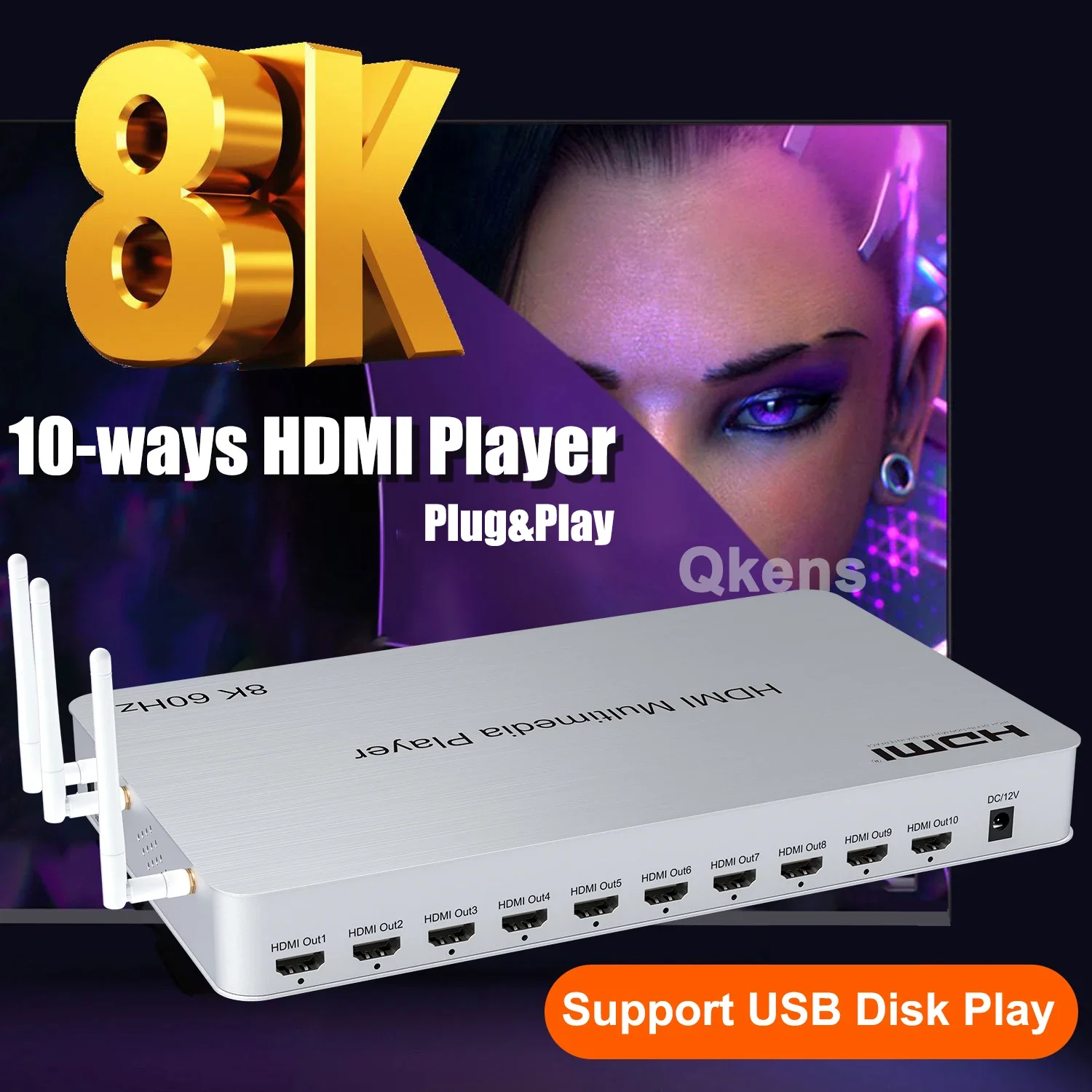 H.265 8K 60Hz 10 Port HDMI Med - 4K Media Player recensie en prijs